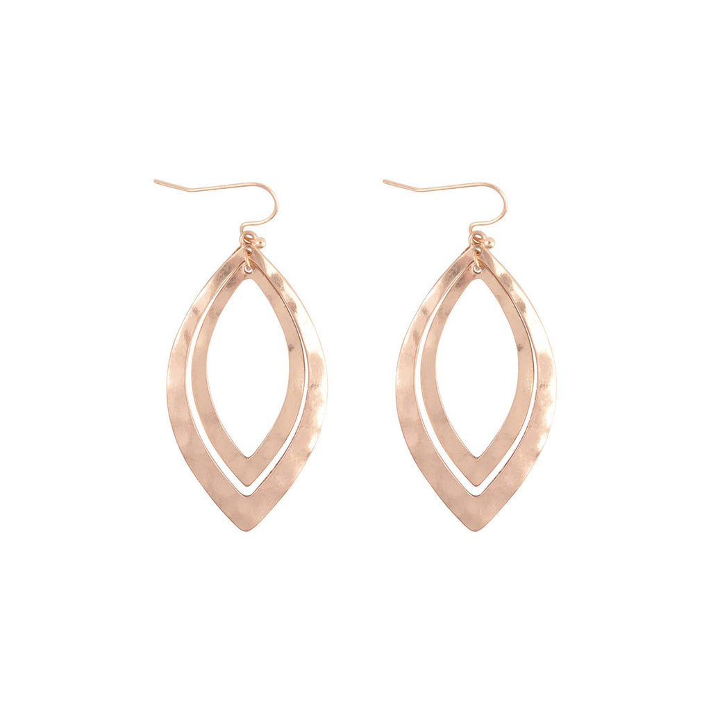 Layered Marquise Hammered Metal Earrings:-MYS Wholesale Inc-Three Birdies Boutique, Women's Fashion Boutique Located in Kearney, MO