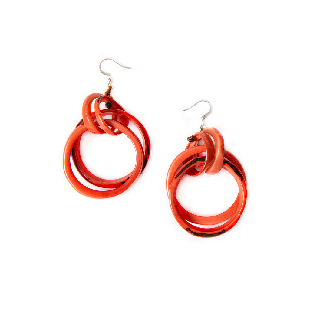 Bonnie Earrings: Pink/Ivory-Organic Tagua Jewelry-Three Birdies Boutique, Women's Fashion Boutique Located in Kearney, MO