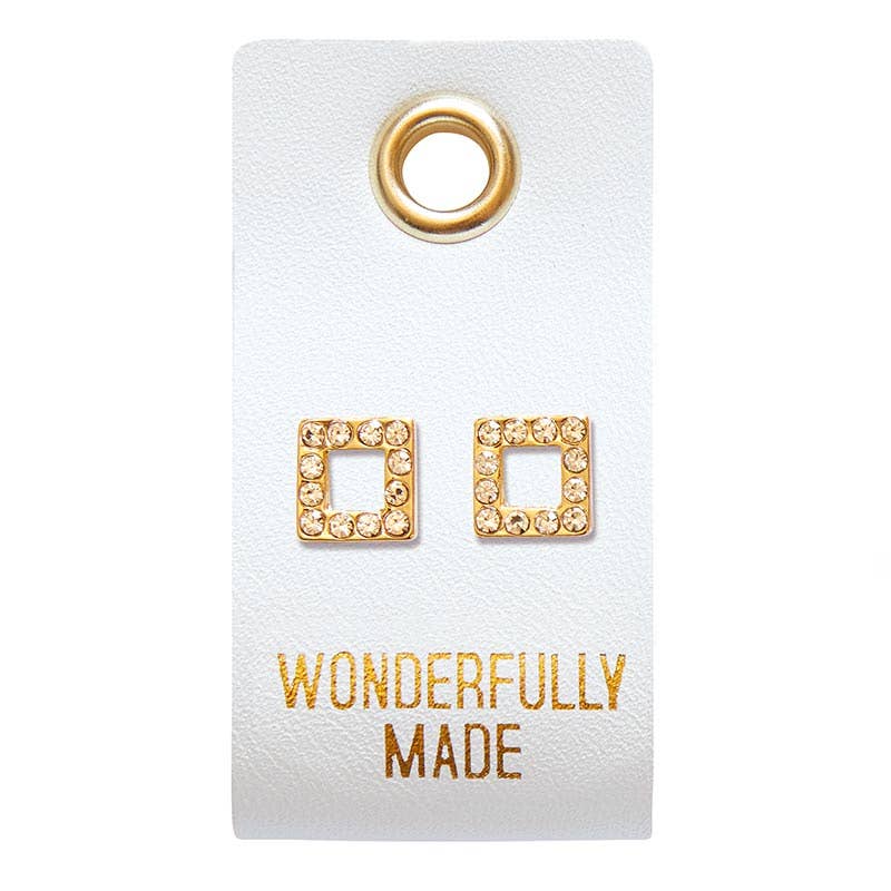 Stud Earrings - Wonderfully Made - Square-Faithworks by Creative Brands-Three Birdies Boutique, Women's Fashion Boutique Located in Kearney, MO
