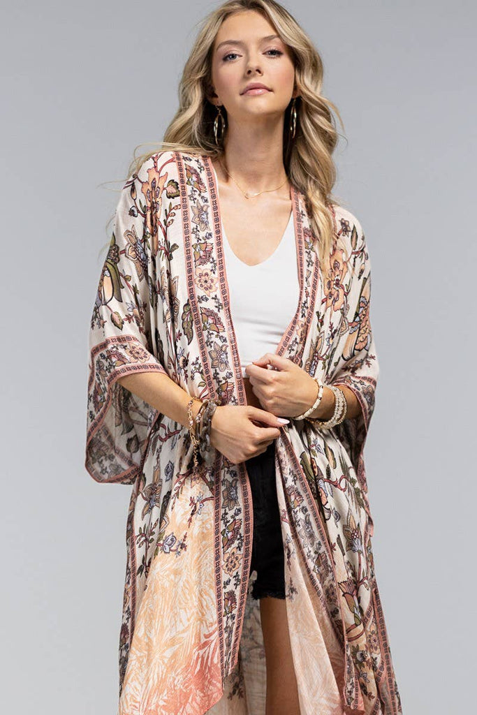 Shalimar Floral Kimono-Urbanista-Three Birdies Boutique, Women's Fashion Boutique Located in Kearney, MO