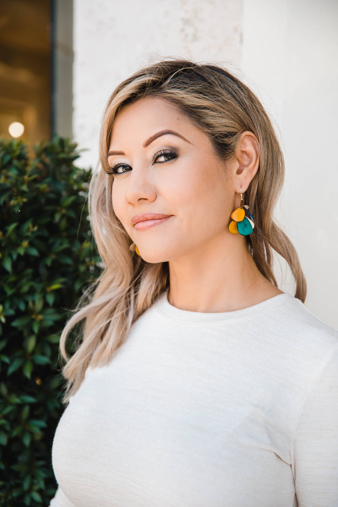Mariposa Earrings: Biscayne Bay Lake Blue-Organic Tagua Jewelry-Three Birdies Boutique, Women's Fashion Boutique Located in Kearney, MO