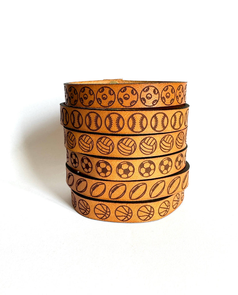 Sports Thin Leather Bracelet : Football-New Market Farmhouse-Three Birdies Boutique, Women's Fashion Boutique Located in Kearney, MO