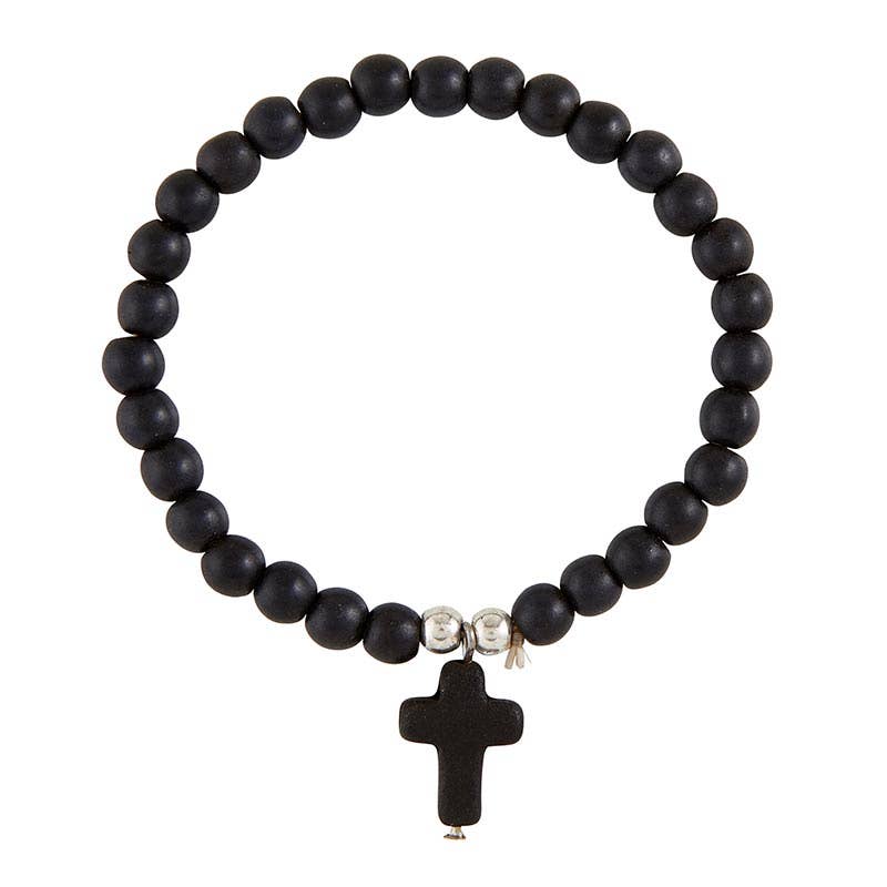 Cross Bracelet - Black-Faithworks by Creative Brands-Three Birdies Boutique, Women's Fashion Boutique Located in Kearney, MO