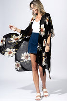 Black Flower Kimono { product_type }}