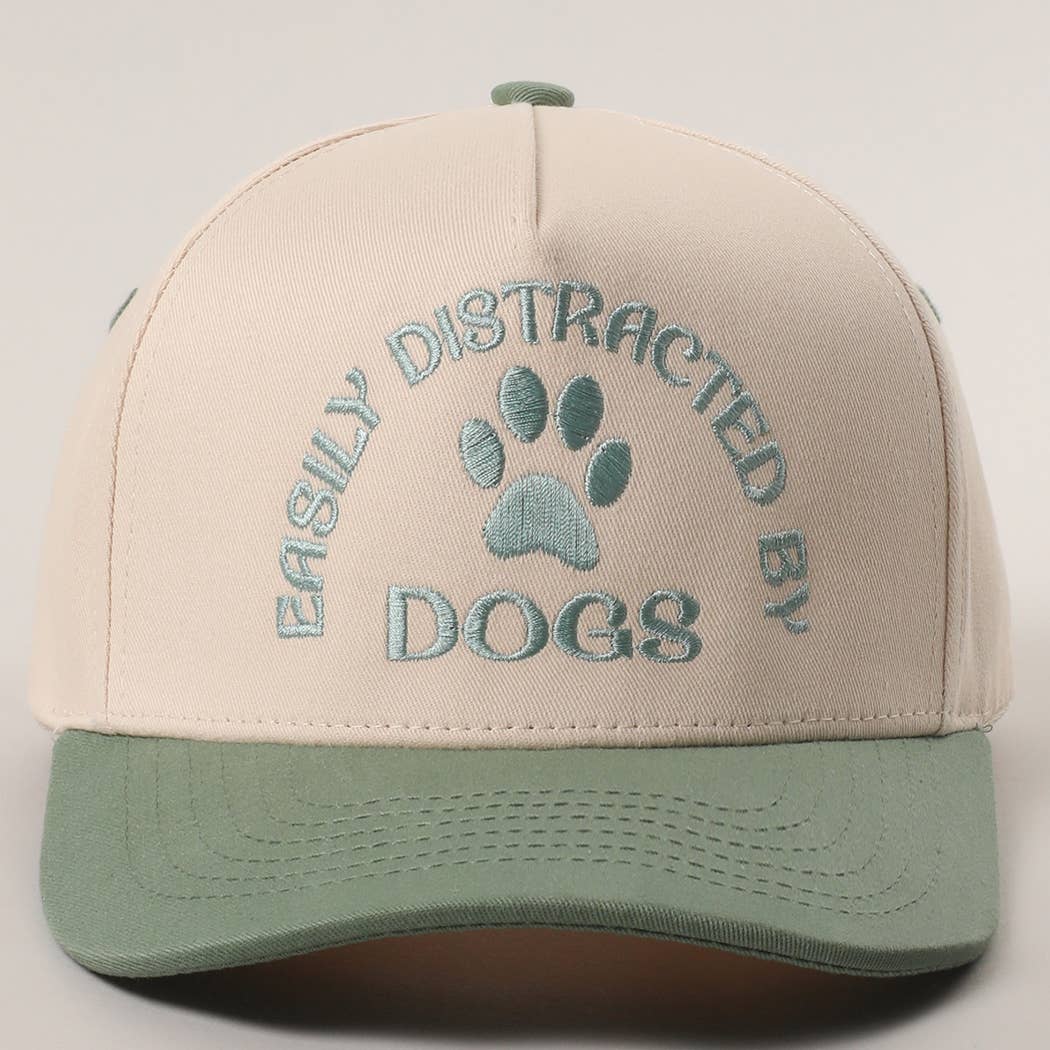 EASILY DISTRACTED BY DOGS Embroidered Trucker Hat: BLACK / One Color { product_type }}