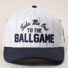 Take Me Out to the Ballgame Embroidered Pinstripe Trucker Hat - Navy/White { product_type }}