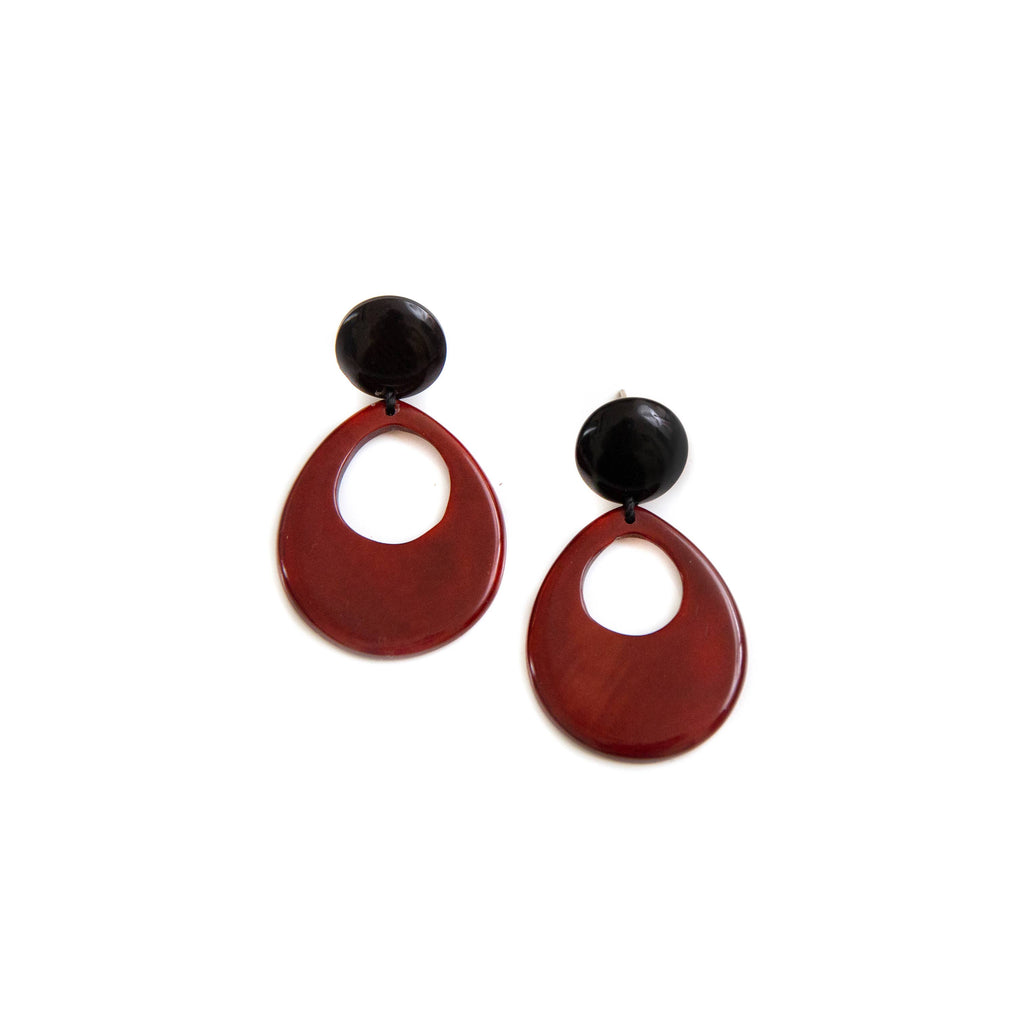 Mimi Earrings: Charcoal Gray/Onyx Black-Organic Tagua Jewelry-Three Birdies Boutique, Women's Fashion Boutique Located in Kearney, MO