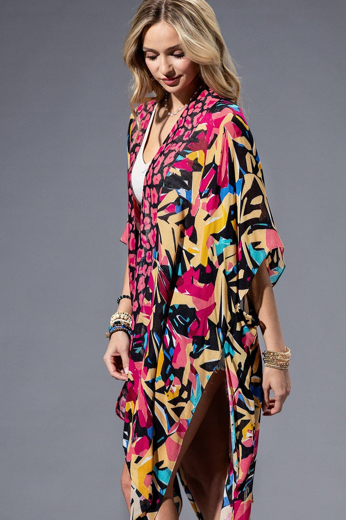 Abstract Multi Kimono-Urbanista-Three Birdies Boutique, Women's Fashion Boutique Located in Kearney, MO