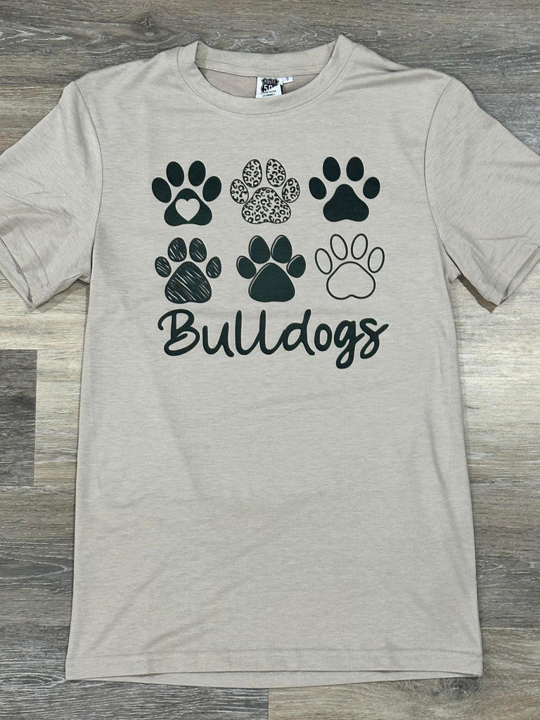 6 Paw Print Bulldog-Graphic Tees-Tres Birdos Graphic Tees-Three Birdies Boutique, Women's Fashion Boutique Located in Kearney, MO