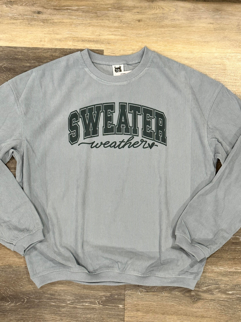 Corded Crewneck Sweater Weather-Sweatshirts-Route 50-Three Birdies Boutique, Women's Fashion Boutique Located in Kearney, MO