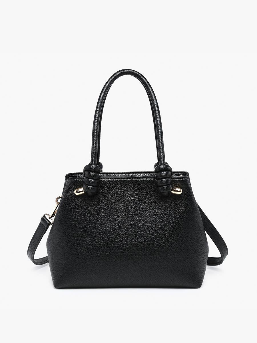 Blair Classic Satchel with Knotted Handles & Long Strap - Black { product_type }}
