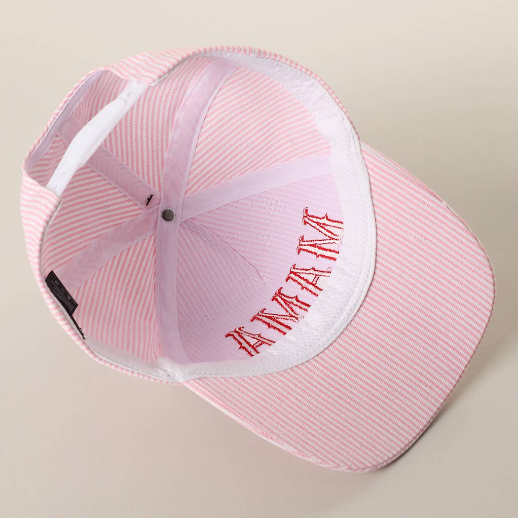MAMA Embroidered Striped Trucker Hat : PINK/PINK { product_type }}