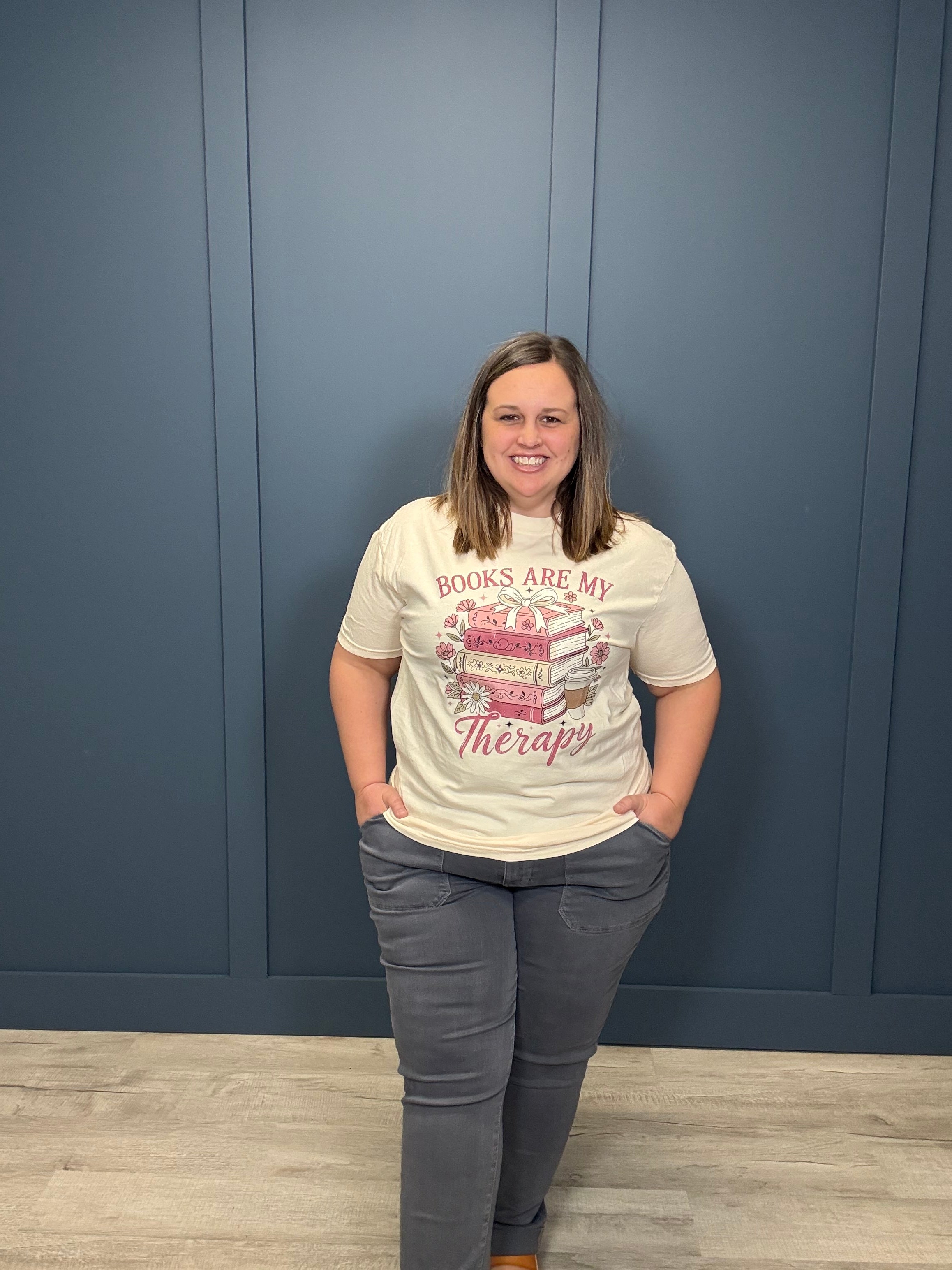 Books Are My Therapy-Tres Birdos Graphic Tees-Three Birdies Boutique, Women's Fashion Boutique Located in Kearney, MO