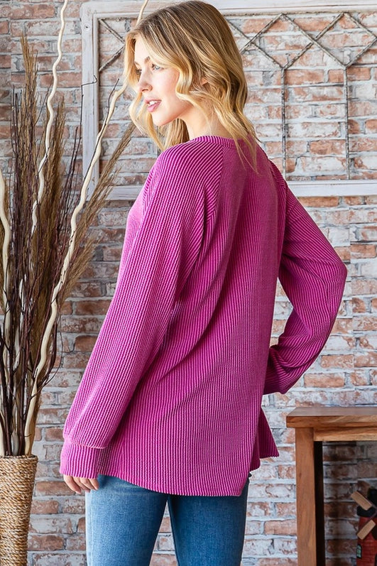 Corded Henley Top-Top-Heimish-Three Birdies Boutique, Women's Fashion Boutique Located in Kearney, MO