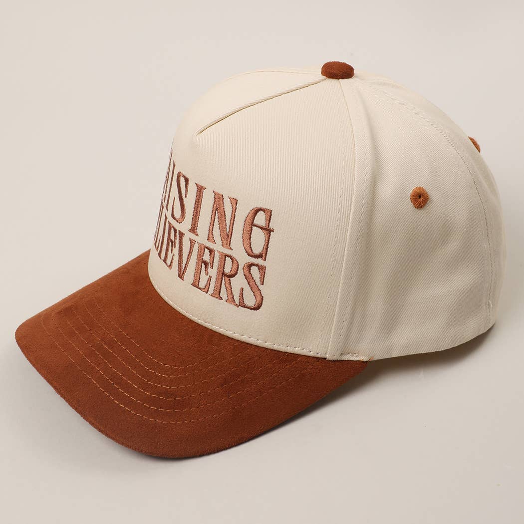 RAISING BELIEVERS Suede Two-Tone Trucker Hat: BLK / One Size { product_type }}