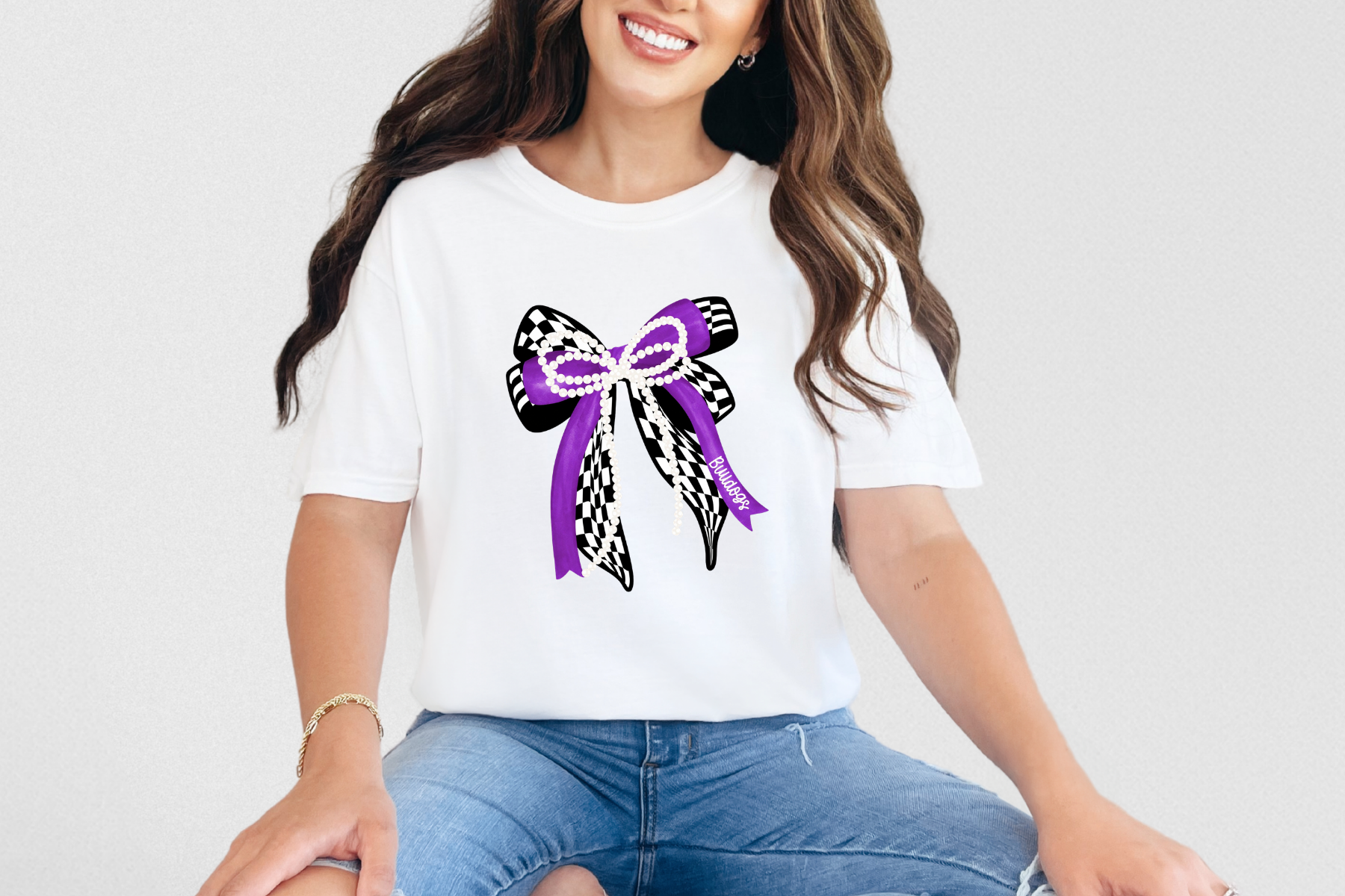 Bulldog Coquette Bow Graphic Tee { product_type }}