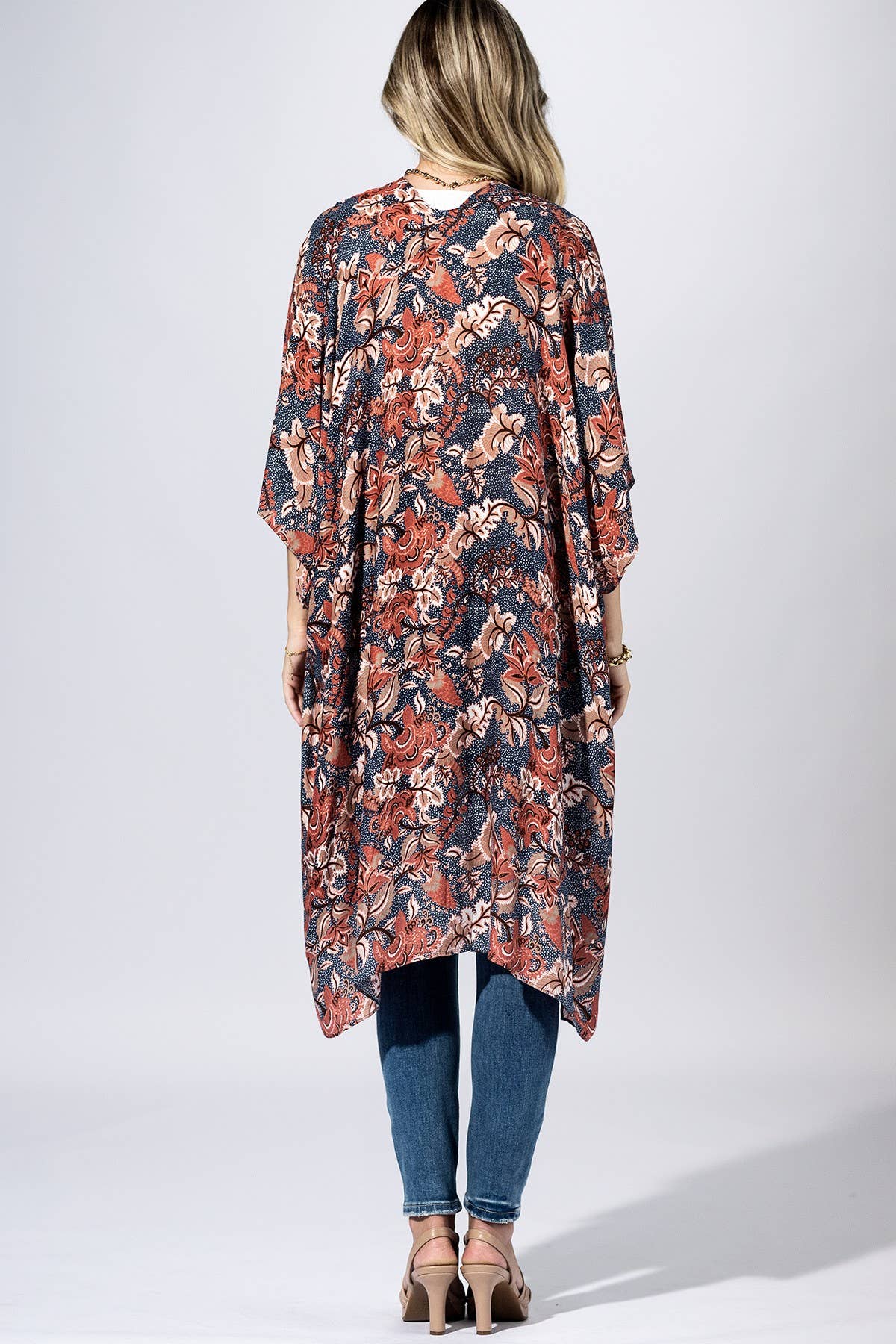 Meadow Floral Kimono: MAROON MULTI / 2 / One Size-Urbanista-Three Birdies Boutique, Women's Fashion Boutique Located in Kearney, MO