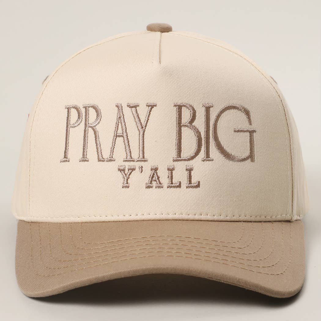 PRAY BIG Y'ALL Embroidery Two-Tone Trucker Hat: LEOPARD / One Size { product_type }}