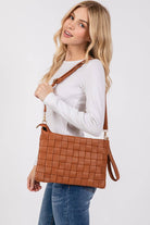 Faux Leather Basket Weave Hand Bag: BR { product_type }}