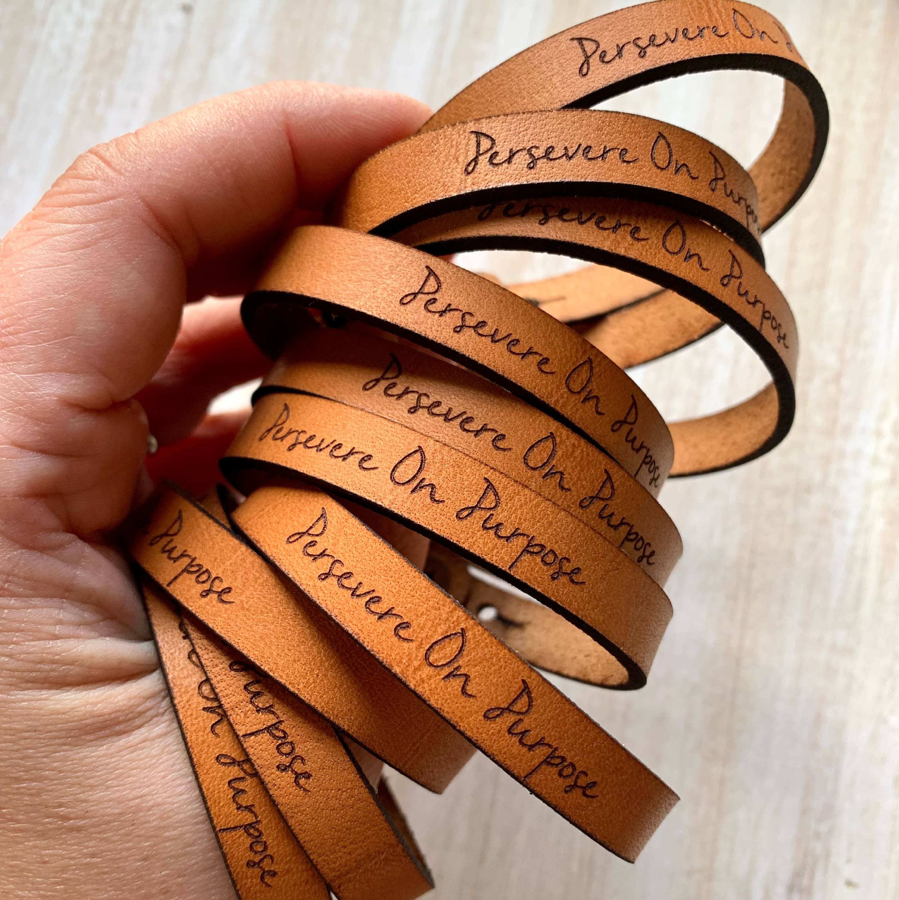 Persevere On Purpose Bracelet - Thin Leather Bracelet { product_type }}