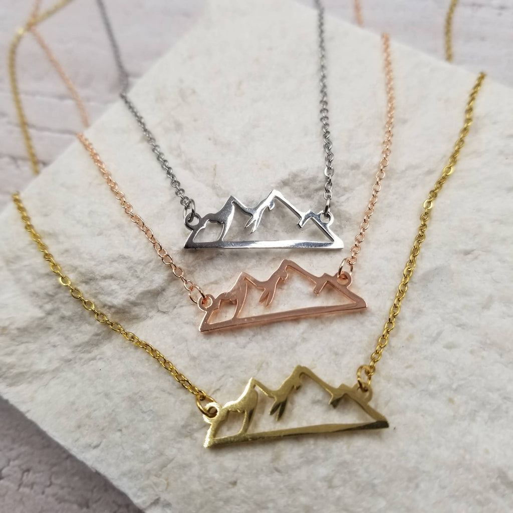 Mountain Cutout Necklace: Gold-Treasure Wholesale-Three Birdies Boutique, Women's Fashion Boutique Located in Kearney, MO