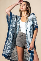 Santorini Mandala Viscose Kimono: Royal Mandala-Urbanista-Three Birdies Boutique, Women's Fashion Boutique Located in Kearney, MO