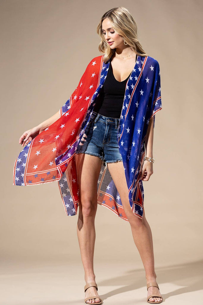 American Flag Kimono-Urbanista-Three Birdies Boutique, Women's Fashion Boutique Located in Kearney, MO