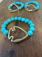 NEW! Bling Arrowhead Chunky Stone Stretch Bracelet: Map Jasper { product_type }}