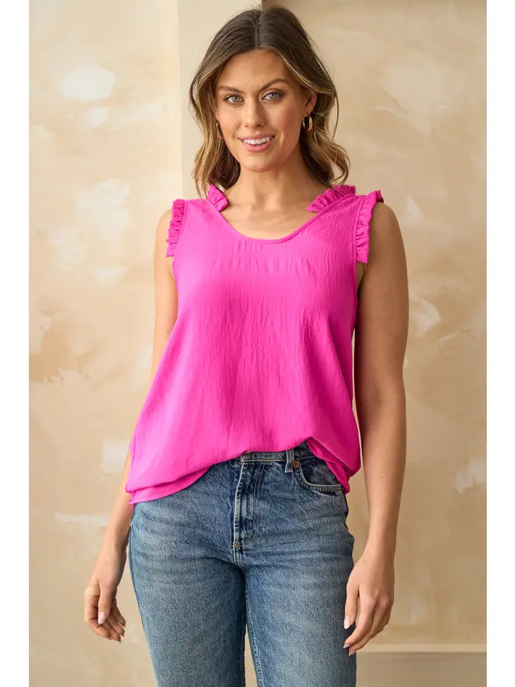 Shoulder Ruffle Blouse-Shirts & Tops-Hailey & Co.-Three Birdies Boutique, Women's Fashion Boutique Located in Kearney, MO