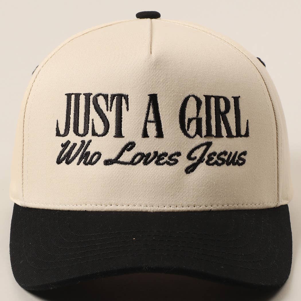 Just A Girl Who Loves Jesus Embroidery Trucker Hat: Hot Pink / ONE SIZE { product_type }}