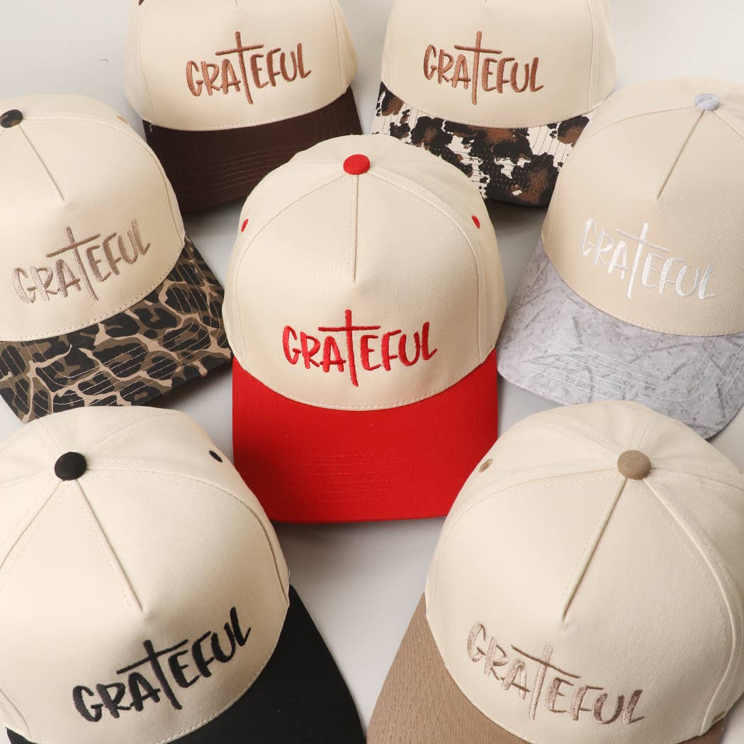 GRATEFUL Embroidery Two-Tone Trucker Hat: COW / One Size { product_type }}