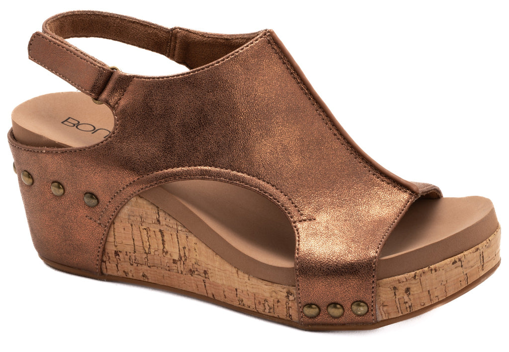 Carley Wedges in Antique Bronze-Wedges-Corkys-Three Birdies Boutique, Women's Fashion Boutique Located in Kearney, MO