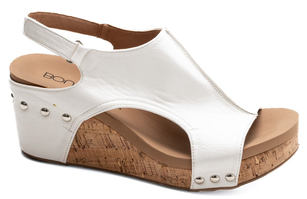 Carley Wedges in White-Wedges-Corkys-Three Birdies Boutique, Women's Fashion Boutique Located in Kearney, MO