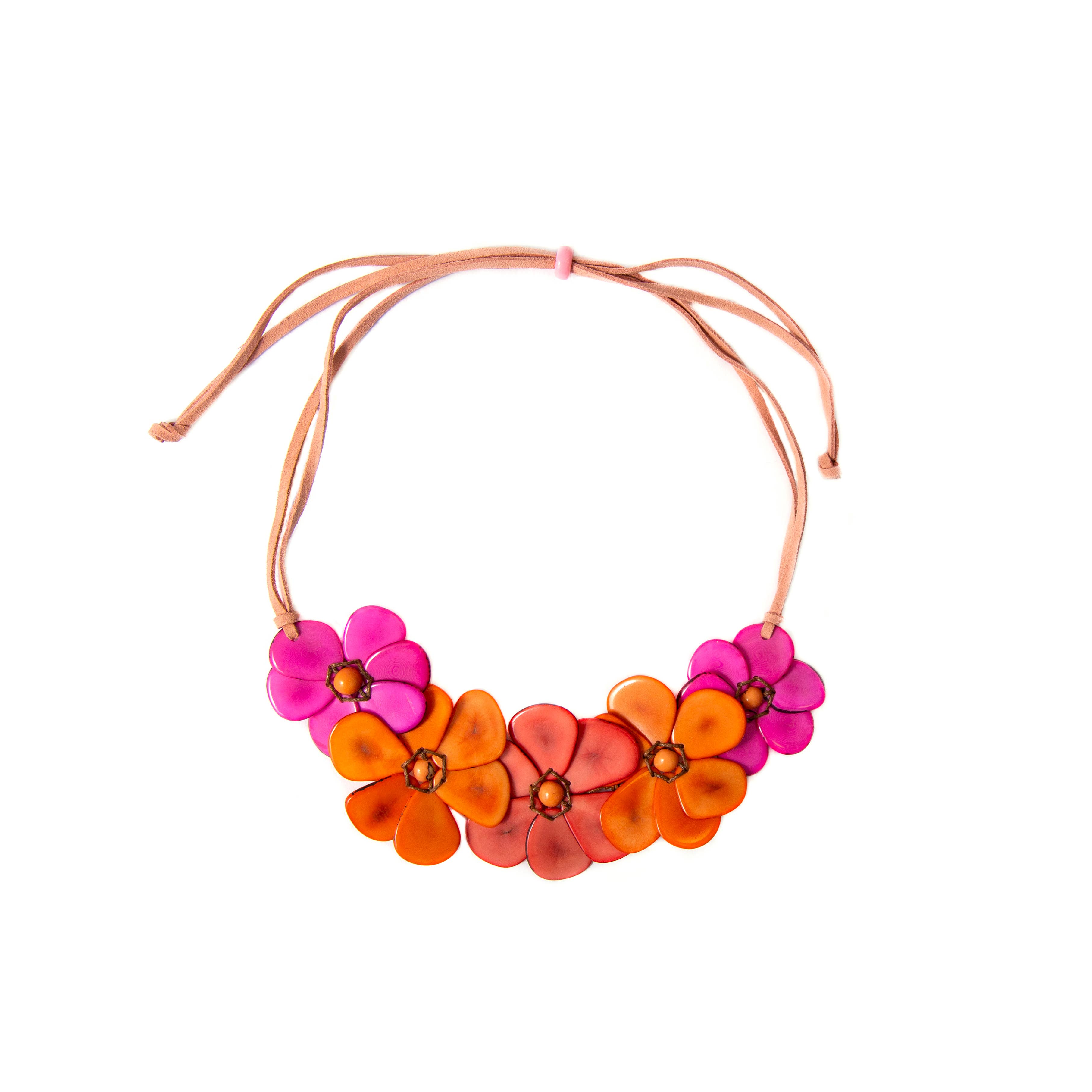 Rosalia Necklace: Fuchsia/Orange/Poppy Coral { product_type }}