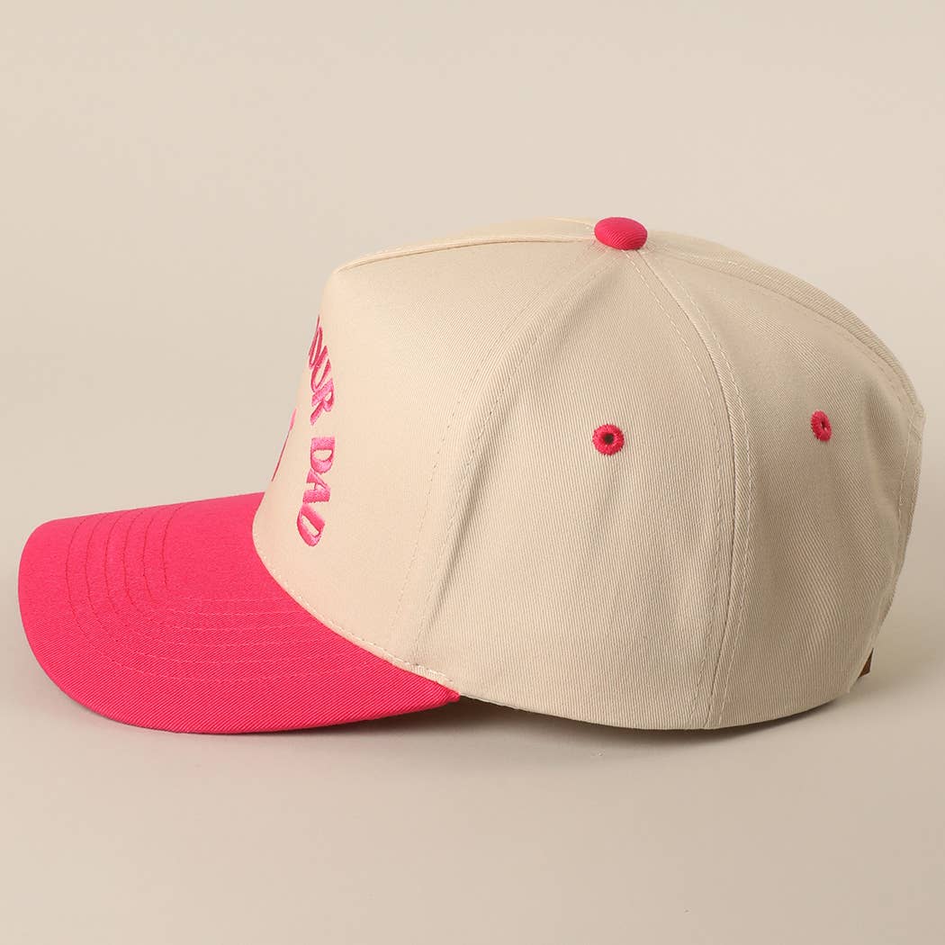 GO ASK YOUR DAD Embroidery Two-Tone Trucker Hat: HOT PINK / One Size { product_type }}