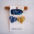 KC Baseball Blue & Gold Baseball Heart Dangles { product_type }}