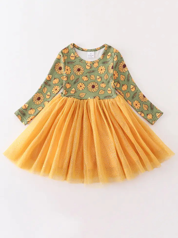 Pumpkin Pie Little Girl Dress-Kids Outfit-Honeydew-Three Birdies Boutique, Women's Fashion Boutique Located in Kearney, MO