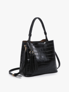 Olivia Crocodile Hobo: Black { product_type }}