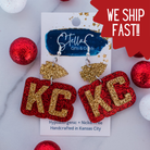 Kansas City Football Glitter KC Arrowhead Double Layer Drops { product_type }}