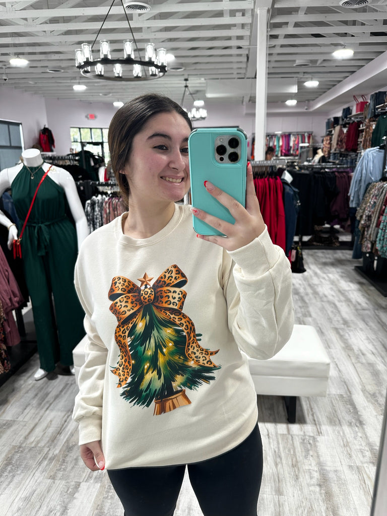 Fancy Christmas Tree Crewneck-Graphic Tees-Tres Birdos Graphic Tees-Three Birdies Boutique, Women's Fashion Boutique Located in Kearney, MO