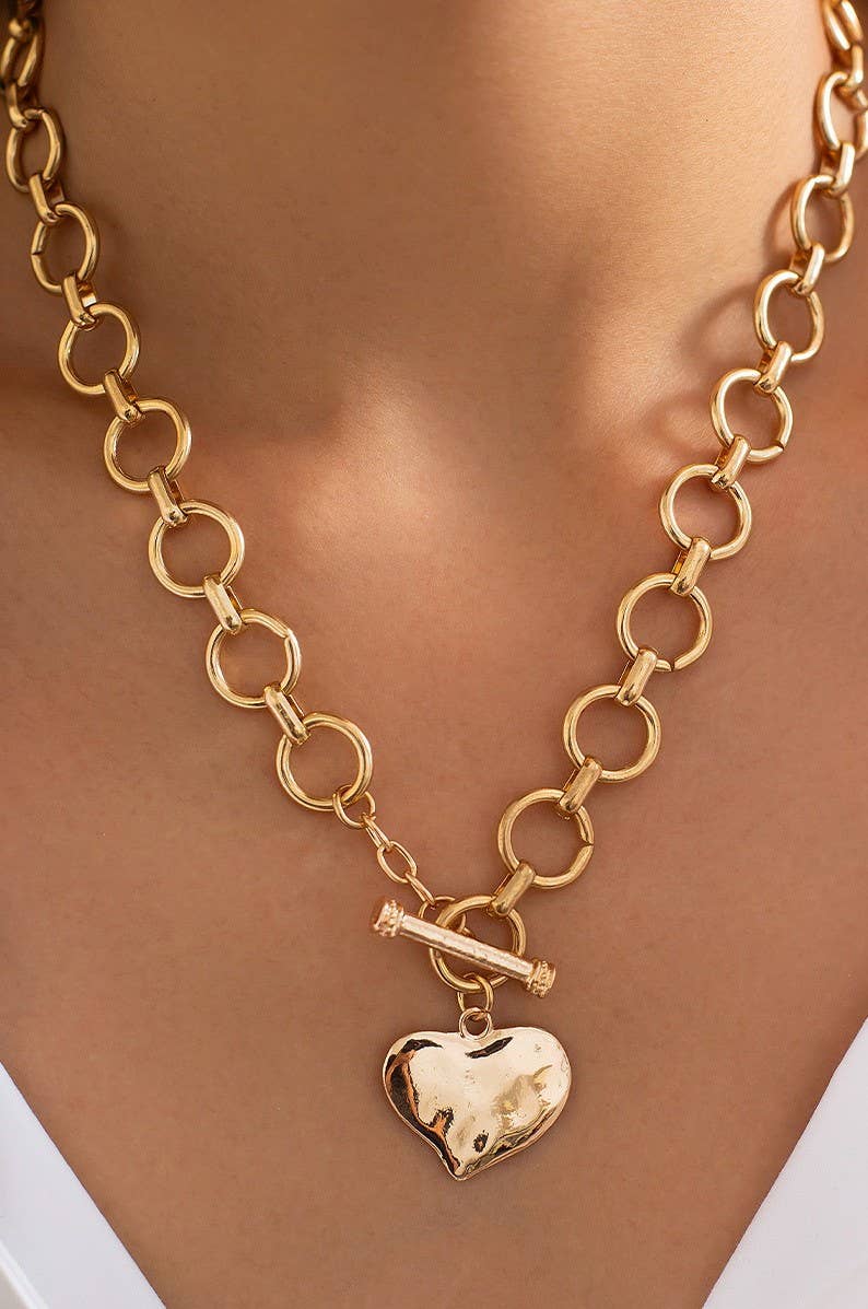 Gold Chunky Heart Necklace { product_type }}
