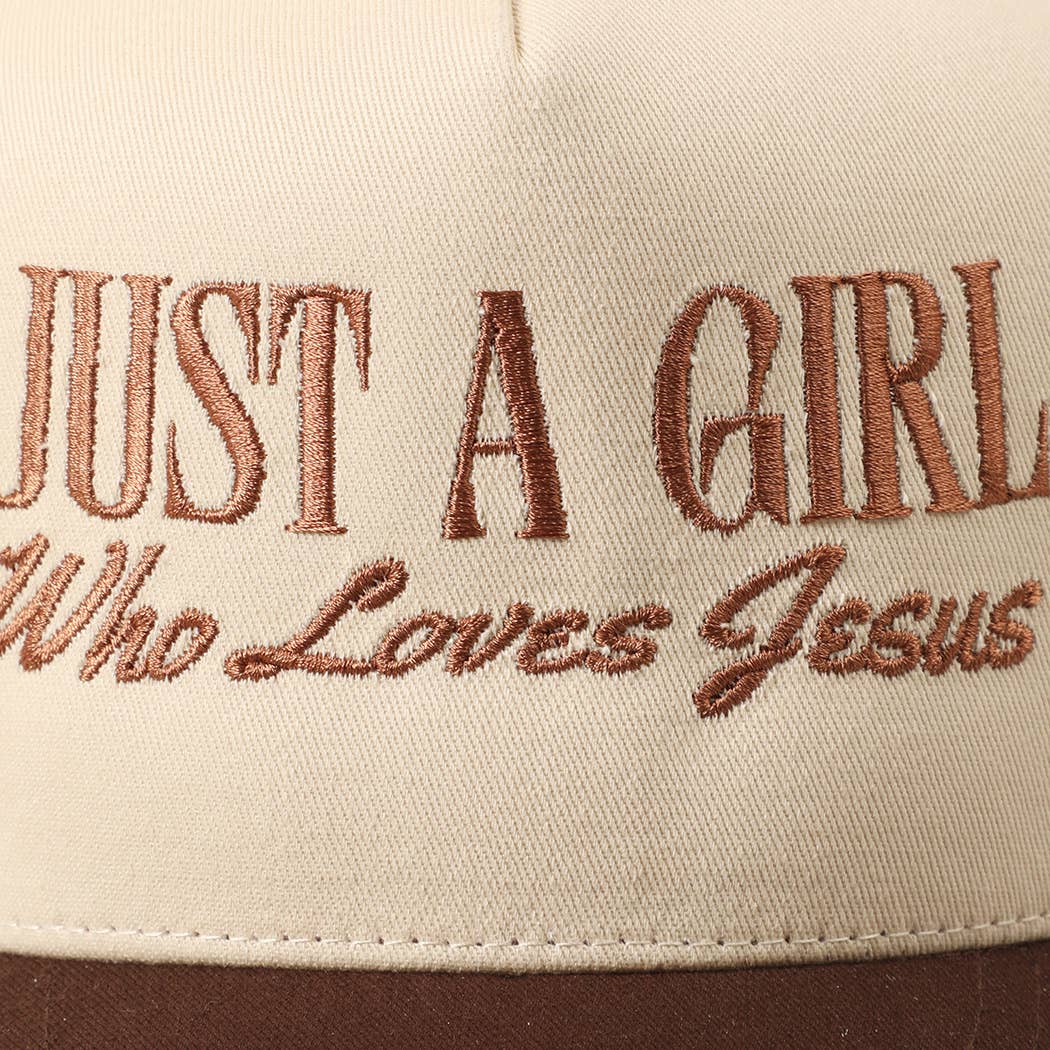 Just A Girl Who Loves Jesus Embroidery Trucker Hat: Hot Pink / ONE SIZE { product_type }}
