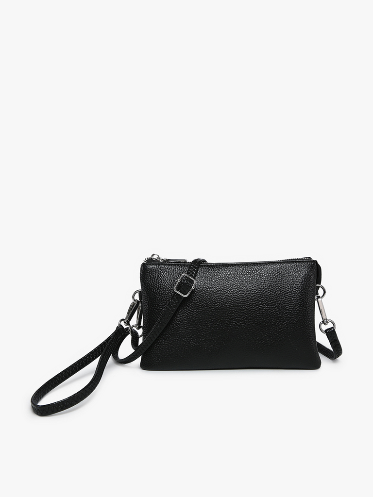 M013 Riley Monogrammable 3 Compartment Crossbody/Wristlet: Midnight Black-Jen & Co.-Three Birdies Boutique, Women's Fashion Boutique Located in Kearney, MO