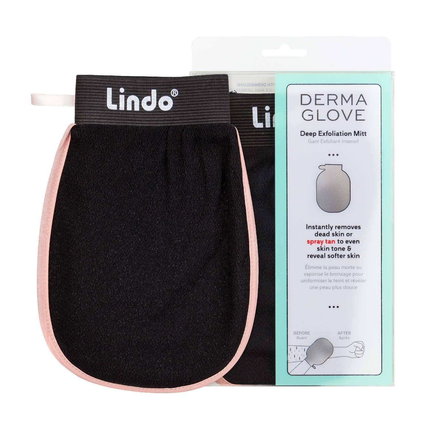 Lindo Dermaglove - Deep Exfoliation Mitt: Black/Pink { product_type }}