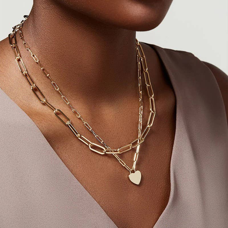 Gold Heart Layer Necklace { product_type }}
