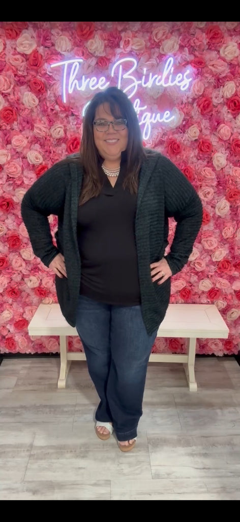 Hunter Green Cardigan-Shirts & Tops-Heimish-Three Birdies Boutique, Women's Fashion Boutique Located in Kearney, MO