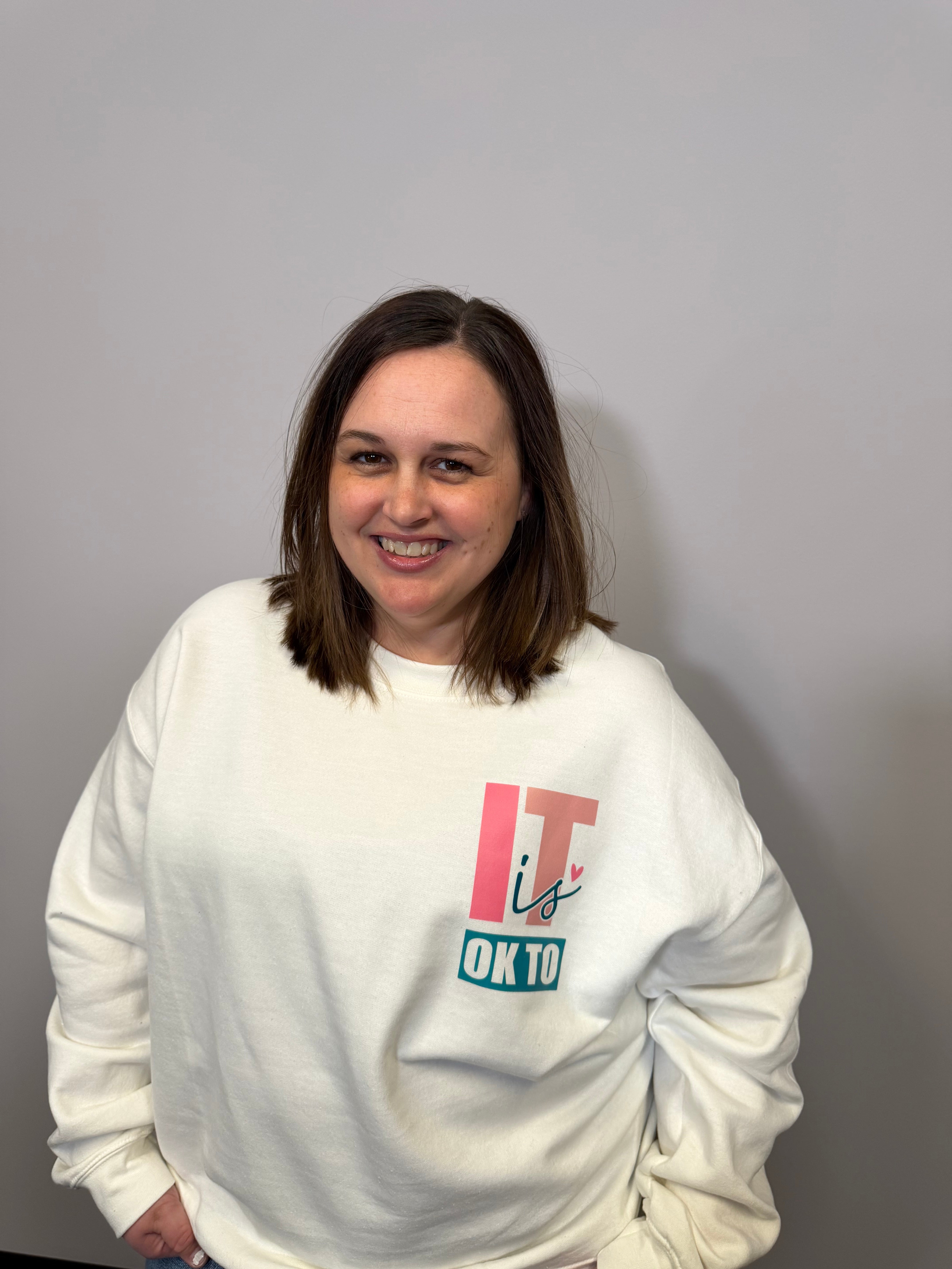 It's Okay To Crewneck-Graphic Tees-Tres Birdos Graphic Tees-Three Birdies Boutique, Women's Fashion Boutique Located in Kearney, MO