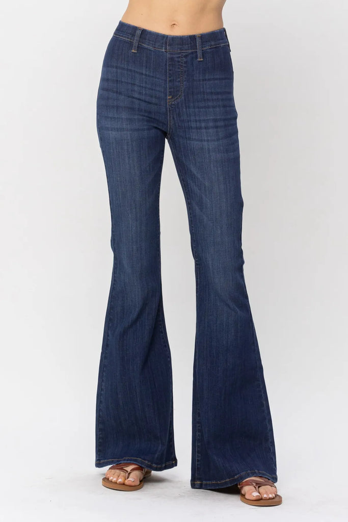 Judy Blue Pull On Flare-Denim-Judy Blue-Three Birdies Boutique, Women's Fashion Boutique Located in Kearney, MO