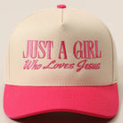 Just A Girl Who Loves Jesus Embroidery Trucker Hat - Hot Pink { product_type }}