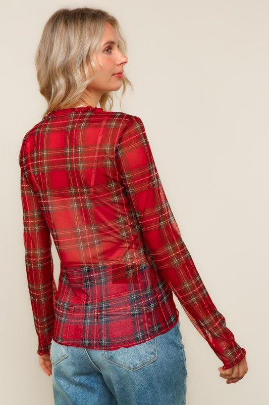 Plaid Mesh Top { product_type }}